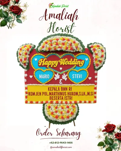 Karangan Papan Bunga Pernikahan di Pupuan